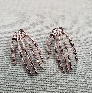 Silver Skeleton Hand Earrings